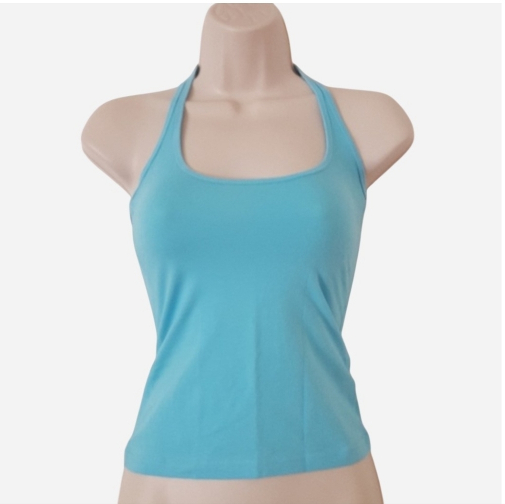 Blue Halter Crop Top